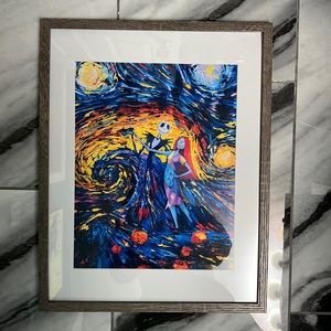 Framed Nightmare Before Christmas / Starry Night Print